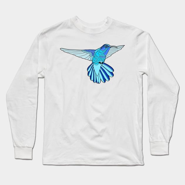 Blue Hummingbird Long Sleeve T-Shirt by Nerdpins